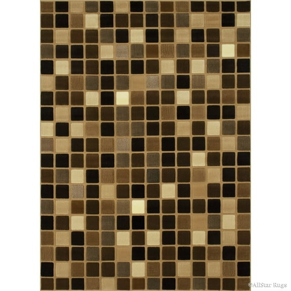 Allstar Rugs Allstar Modern Square Block Design Rug Beige 7' 1" x 5' 2" 5' x 8' Brown