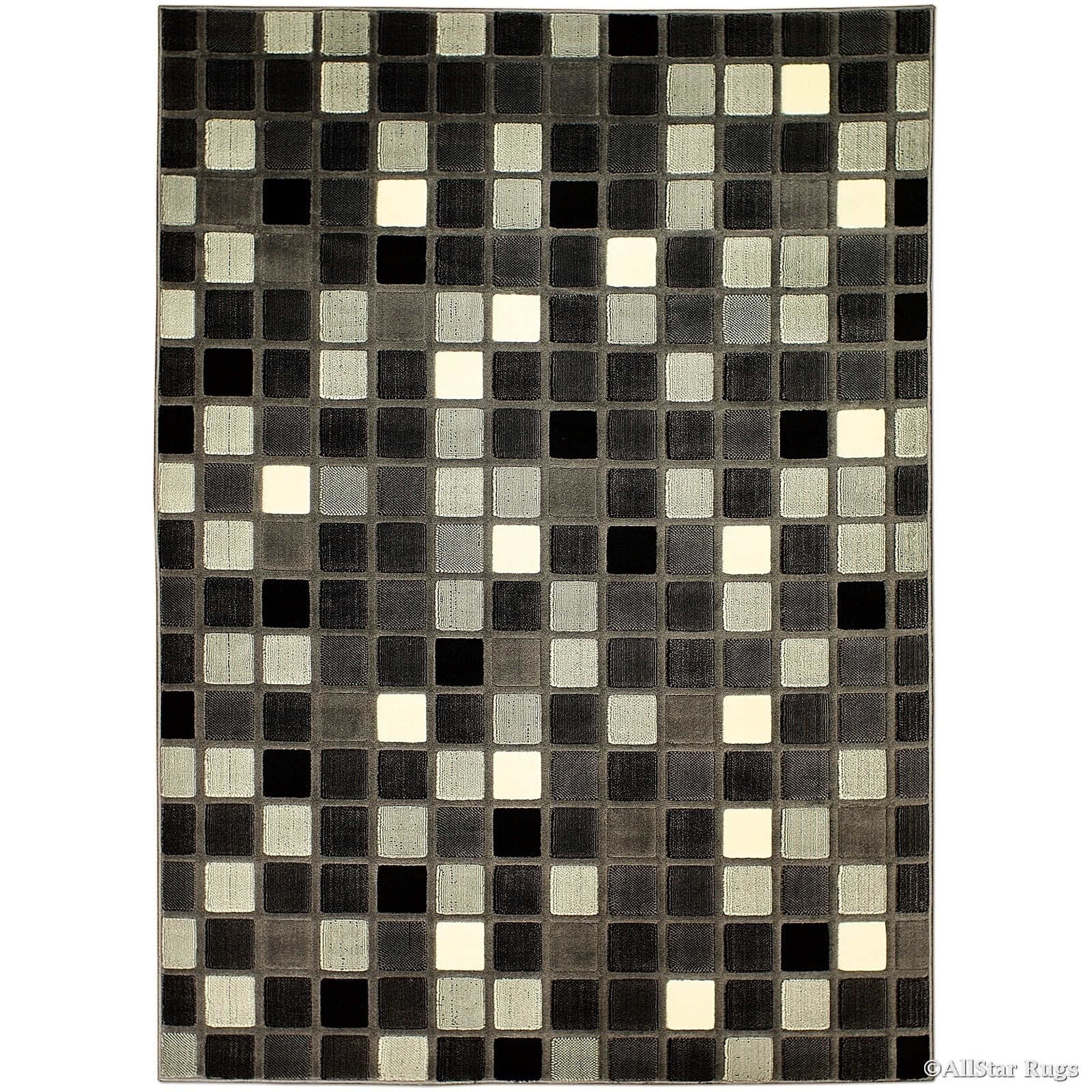 Allstar Rugs Allstar Modern Square Block Design Rug Gray 7' 1