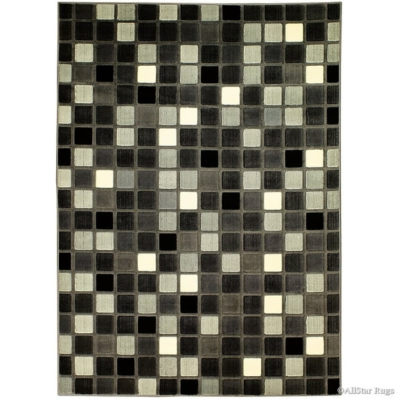 Allstar Rugs Allstar Modern Square Block Design Rug Gray 7' 1" x 5' 2" 5' x 8'