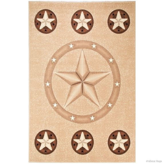 Allstar Rugs Allstar Modern Star Design Rug Beige 7' 9"x10' 2" Polypropylene 8' x 10' Cabin & Lodge