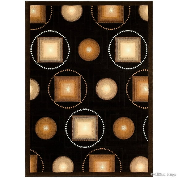 Allstar Rugs Allstar Modern and Chic Shape Design Rug Black 5' 2"x7' 1" 5' x 8'