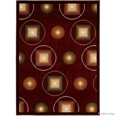 Allstar Rugs Allstar Modern and Chic Shape Design Rug Burgundy 5' 2"x7' 1" 5' x 8'