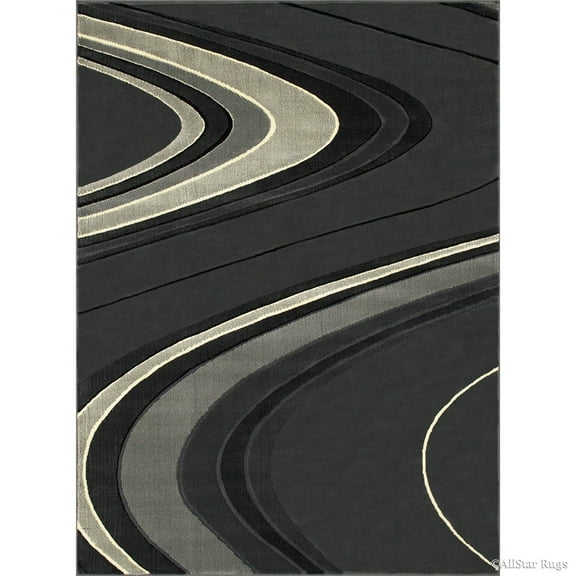 Allstar Rugs Allstar Modern and Chic Wave Design Rug Gray 7' 1" x 5' 2" 5' x 8' Ivory