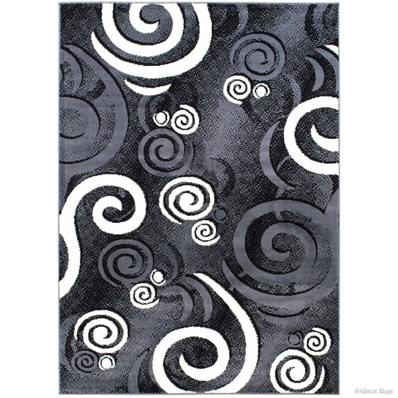 Allstar Rugs Allstar Modern with Abstract Swirl Design Rug Smoked Gray 5' 2"x7' 0" 5' x 8'