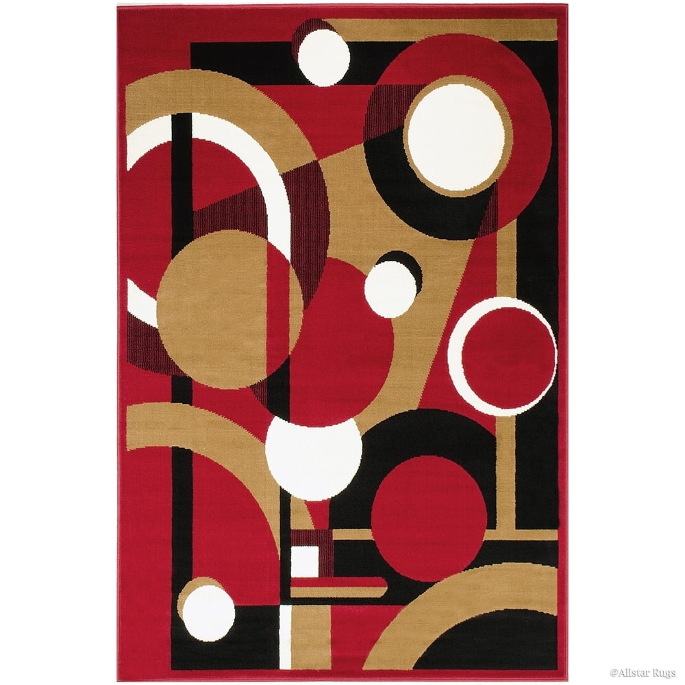 Allstar Rugs Allstar Ultra-soft Geometric Shape Variety Rug Red 5' 2