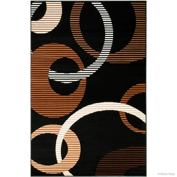 Allstar Rugs Allstar Ultra-soft Modern Circle Link Design Rug Black 5' 2"x7' 0" 5' x 8'