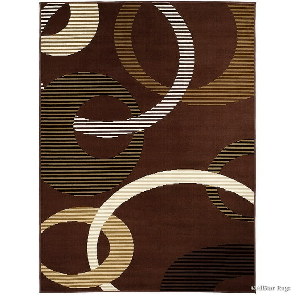 Allstar Rugs Allstar Ultra-soft Modern Circle Link Design Rug Brown 5' 2"x7' 0" 5' x 8'