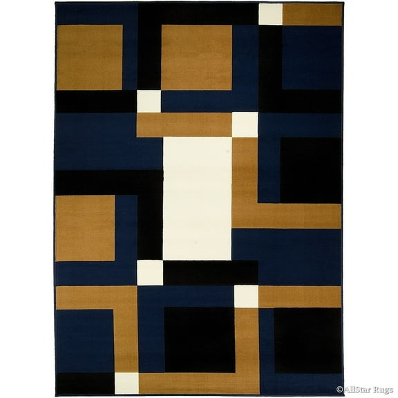 Allstar Rugs Allstar Ultra-soft Modern Geometric Rug Navy 5' 2"x7' 0" 5' x 8'