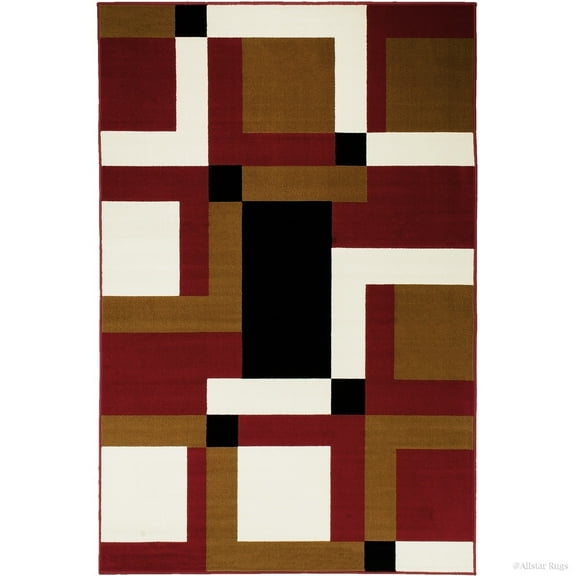 Allstar Rugs Allstar Ultra-soft Modern Geometric Rug Red 5' 2"x7' 0" 5' x 8'