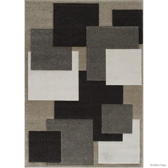 Allstar Rugs Allstar Woven Abstract Block and Square Design Rug Champagne 7' 1"x10' 5" 8' x 10'