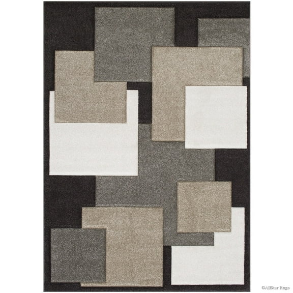 Allstar Rugs Allstar Woven Abstract Block and Square Design Rug Chocolate 5' 2"x7' 1" 5' x 8'