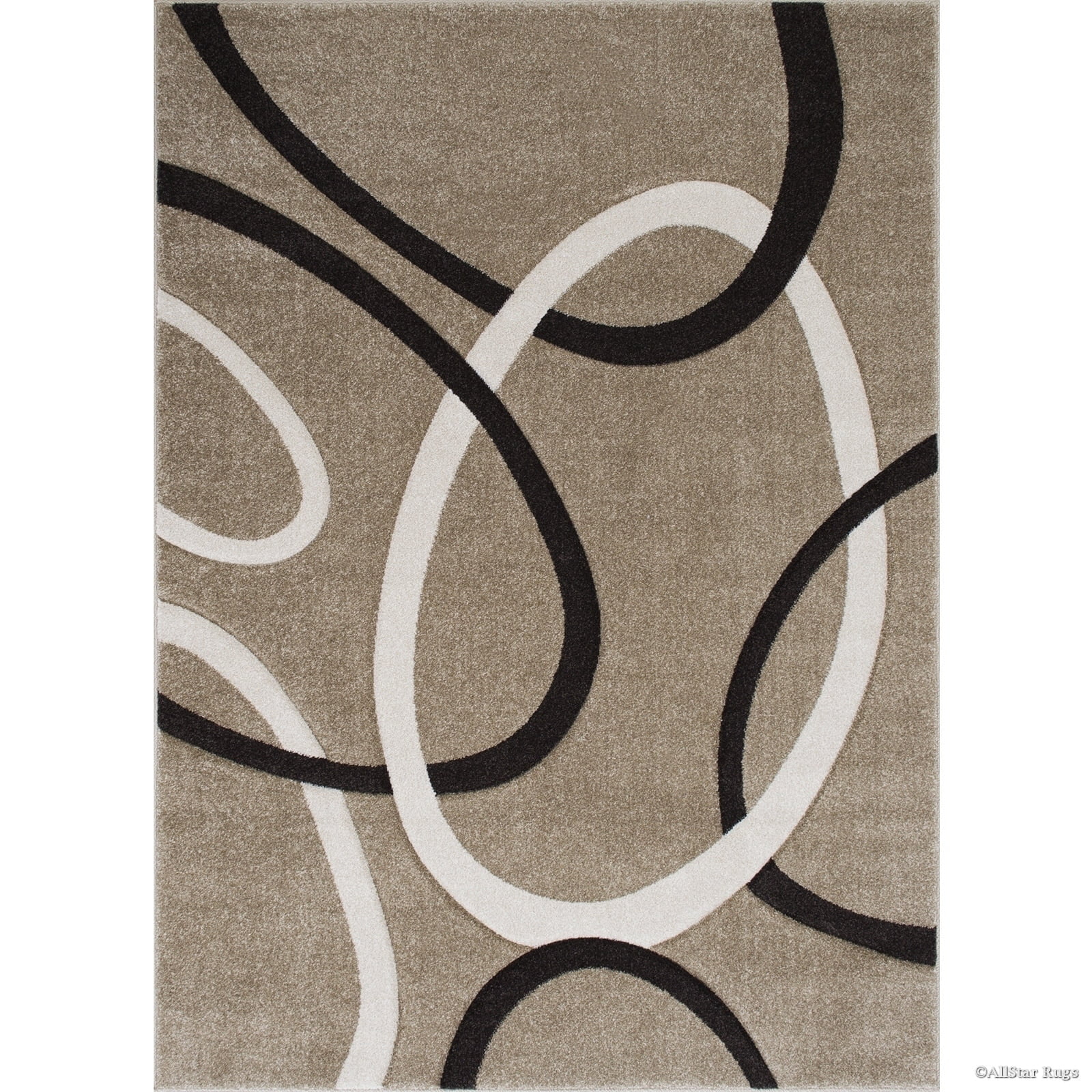 Champagne Abstract Rectangular Synthetic Stain-Resistant Rug 5' x 7'