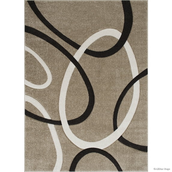 Allstar Rugs Allstar Woven Abstract Colorblock Modern Ring Design Rug Champagne 7' 1" x 5' 2" 5' x 8'
