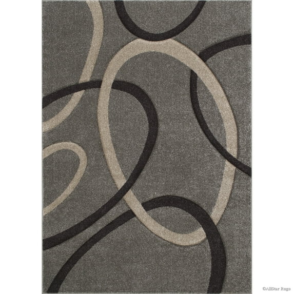 Allstar Rugs Allstar Woven Abstract Colorblock Modern Ring Design Rug Moss Green 7' 1" x 5' 2" 5' x 8'