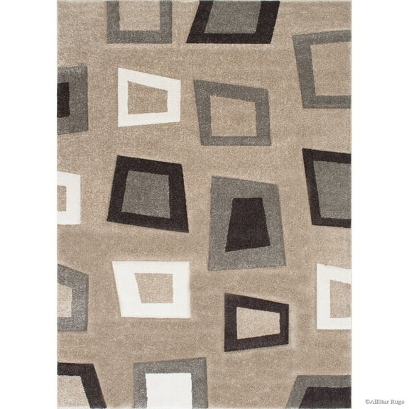 Allstar Rugs Allstar Woven Abstract Modern Square Design Rug Champagne 5' 2"x7' 1" 5' x 8'