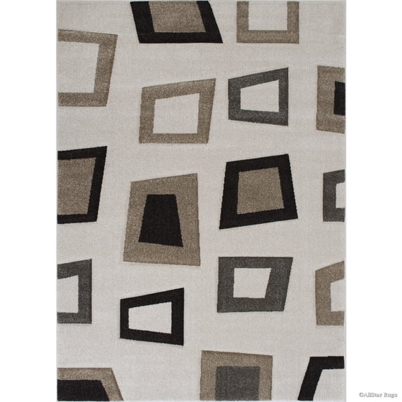 Allstar Rugs Allstar Woven Abstract Modern Square Design Rug Ivory 5' 2"x7' 1" 5' x 8'