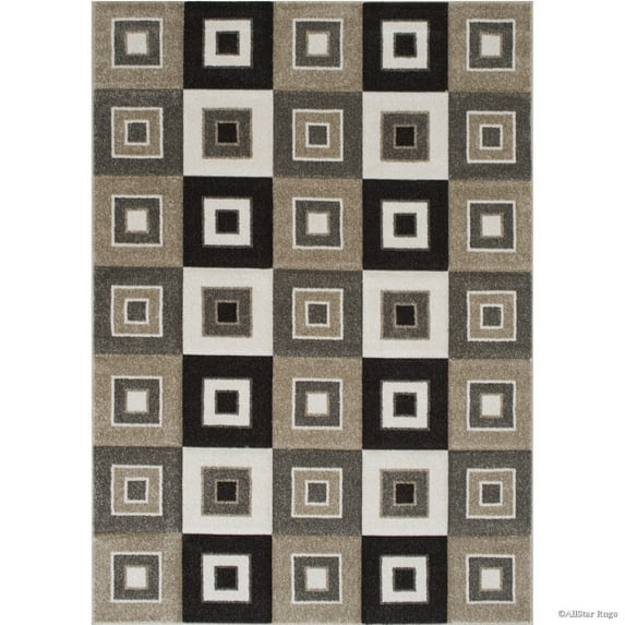 Allstar Rugs Allstar Woven Colorblock Modern Square Design Rug Champagne 7' 1"x10' 5" 8' x 10'