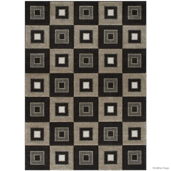 Allstar Rugs Allstar Woven Colorblock Modern Square Design Rug Chocolate 5' 2"x7' 1" 5' x 8'