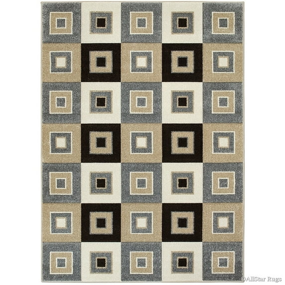 Allstar Rugs Allstar Woven Colorblock Modern Square Design Rug Gray 5' 2"x7' 1" 5' x 8'