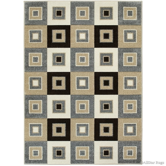 Allstar Rugs Allstar Woven Colorblock Modern Square Design Rug Gray 5' 2"x7' 1" 5' x 8'