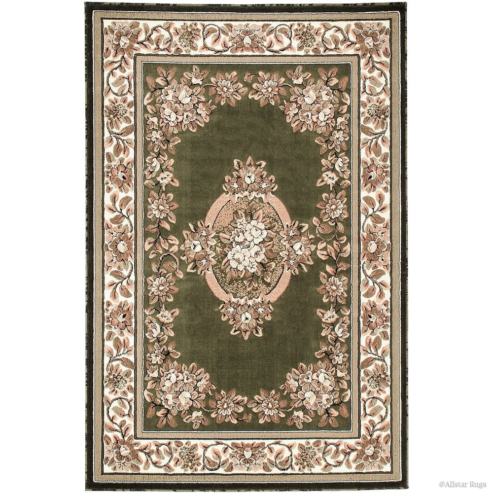 Allstar Rugs Allstar Woven Floral Printed Rug Hunter Green 5' 2"x7' 1