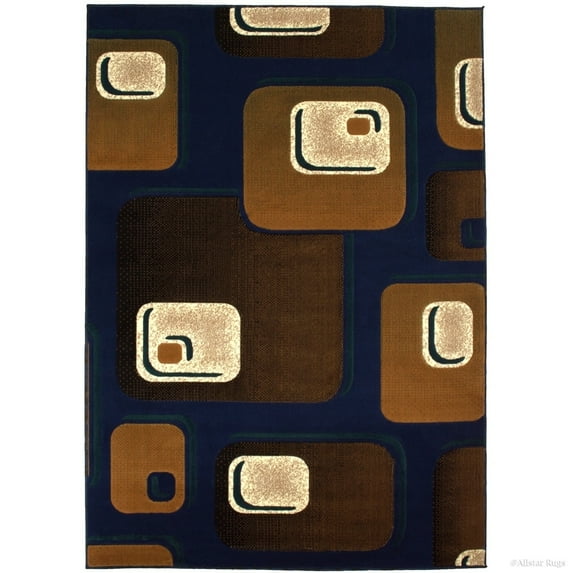 Allstar Rugs Allstar Woven Geometric Pattern Rug Navy 5' 2"x7' 1" 5' x 8' Brown