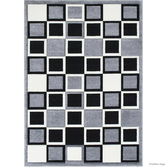 Allstar Rugs Allstar Woven Geometric Small Block Design Rug Gray 5' 2"x7' 1" 5' x 8'
