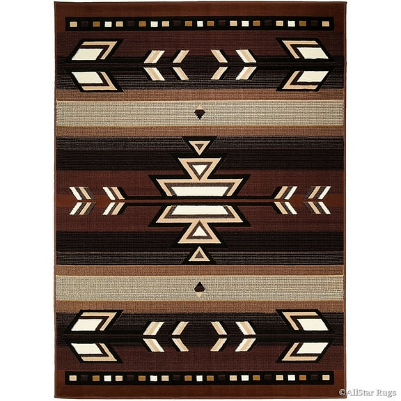 Allstar Rugs Allstar Woven Persian Flower Western Rug Dark Brown 5' 2"x7' 0" Border 5' x 8' Modern & Contemporary