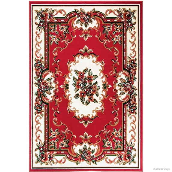 Allstar Rugs Allstar Woven Persian Flower Western Rug Red 7' 6"x10' 5" 8' x 10'