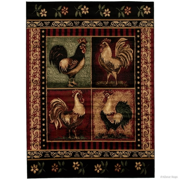 Allstar Rugs Allstar Woven Soft Southwest Rooster Theme Rug 5' 2"x7' 1" 5' x 8'