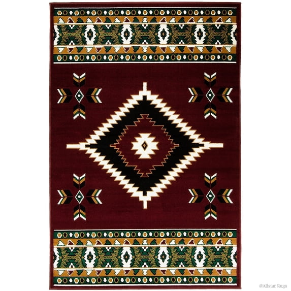 Allstar Rugs Allstar Woven Southwestern Geometric Rug Burgundy 5' 2"x7' 0" 5' x 8' Southwestern,Modern & Contemporary
