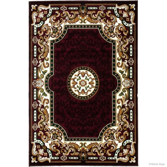 Allstar Rugs Allstar Woven Traditional Area Rug Burgundy 7' 9"x10' 1" Floral & Botanical 8' x 10'