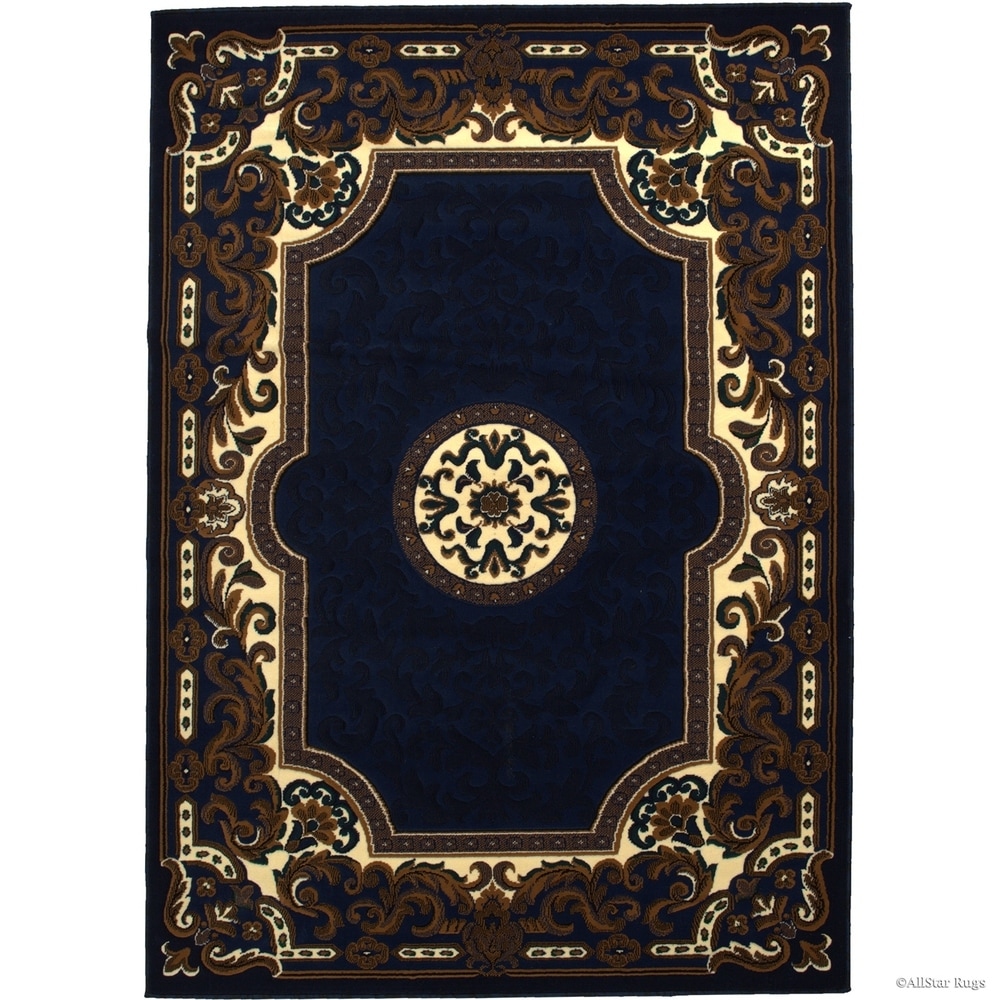 Allstar Rugs Allstar Woven Traditional Area Rug Navy 5' 2