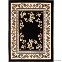 Allstar Rugs Allstar Woven Traditional Persian Floral Design Rug Black 7' 6"x10' 5" 8' x 10'