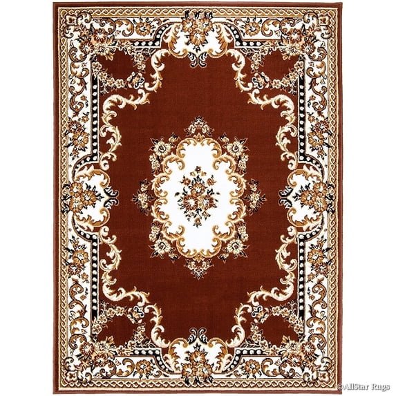 Allstar Rugs Allstar Woven Traditional Persian Floral Design Rug Dark Brown 7' 6"x10' 5" 8' x 10'