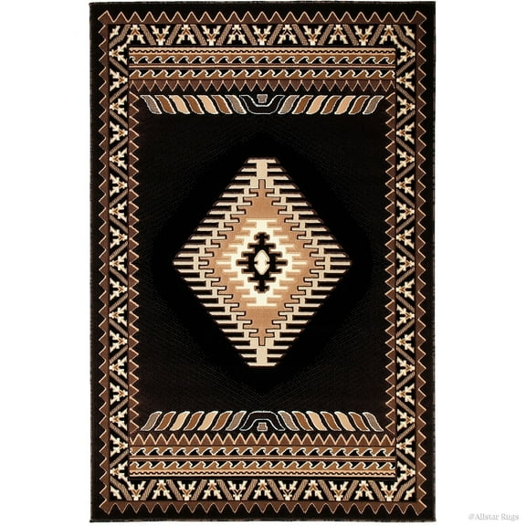 Allstar Rugs Allstar Woven Traditional Southwest Area Rug Black 7' 9"x10' 1" 8' x 10' Traditional,Modern & Contemporary
