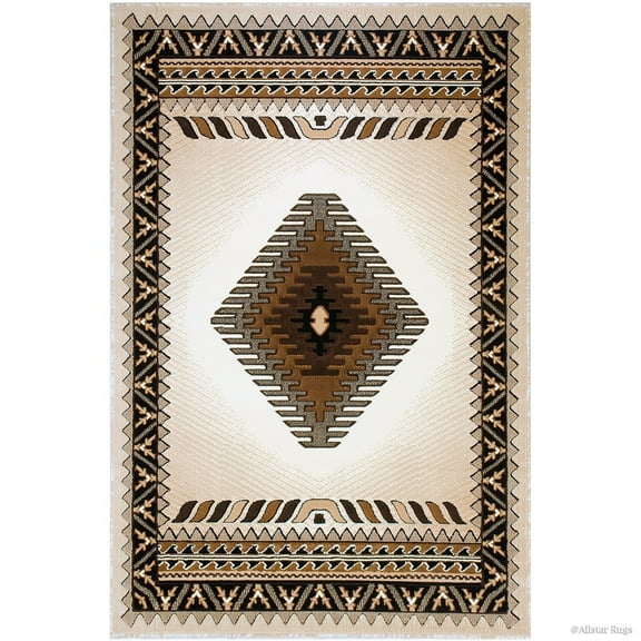 Allstar Rugs Allstar Woven Traditional Southwest Area Rug Ivory 5' 2"x7' 1" 5' x 8' Traditional,Modern & Contemporary