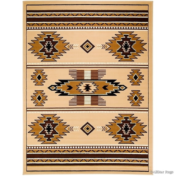 Allstar Rugs Allstar Woven Traditional Southwestern Geometric Rug Beige 5' 2"x7' 0" 5' x 8' Southwestern,Modern & Contemporary