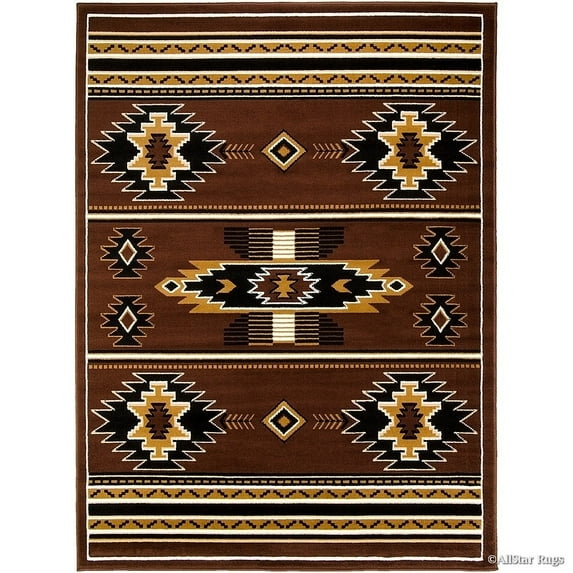 Allstar Rugs Allstar Woven Traditional Southwestern Geometric Rug Dark Brown 5' 2"x7' 0" 5' x 8' Southwestern,Modern & Contemporary