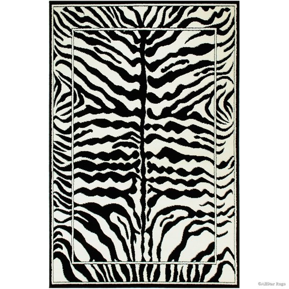 Allstar White Woven High Quality Rug, Raw Natural Animal Skin Design Area Rug, Zebra Skin (5' 2" x 7' 1")