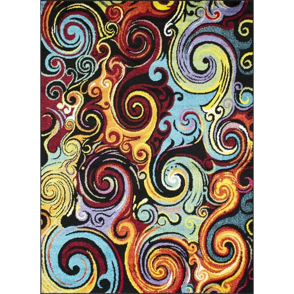 Allstar Rugs Blue Modern & Contemporary Rectangular Accent Rug