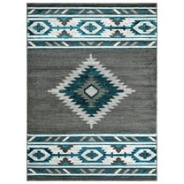 Allstar Rugs  Cherokee Themed Polypropylene Area Rug 5' 0" x 6' 11" - Graphite