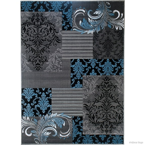 Allstar Rugs Modern Assorted Persian Floral Design Area Rug Blue 7' 9"x9' 8" 8' x 10'