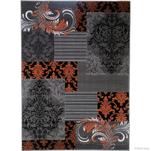 Allstar Rugs Modern Assorted Persian Floral Design Area Rug Orange 4' 11"x6' 11" 5' x 8'