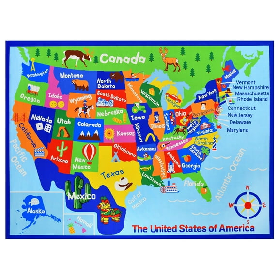 Allstar Rugs Persian Themed Polyester Area Rug 2' 0" x 6' 0"/2' 0" x 6' 0" Runner - Usa Map