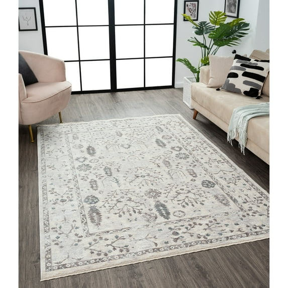 Allstar Rugs Persian Themed Polyester Area Rug 2' 0" x 7' 7" Runner/2' 0" x 7' 7" - Fossil