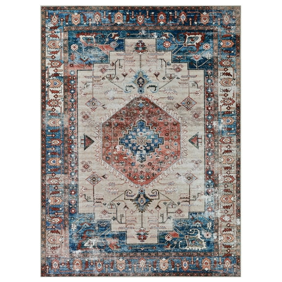 Allstar Rugs Persian Themed Polyester Area Rug 5' 0" x 6' 11" - Multicolor