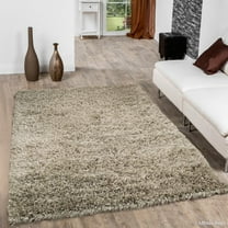 Allstar Silver Solid Thick Modern Shaggy Area Rug (4' 11" x 6' 11")