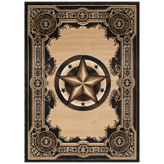 Allstar Traditional Accent Rug Black 5' x 8' 5' x 8'