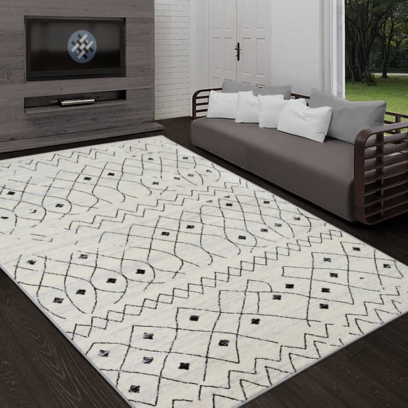 Allstar Tribal Accent Rug with Beni Ourain design Bone 5' x 8' 5' x 8'